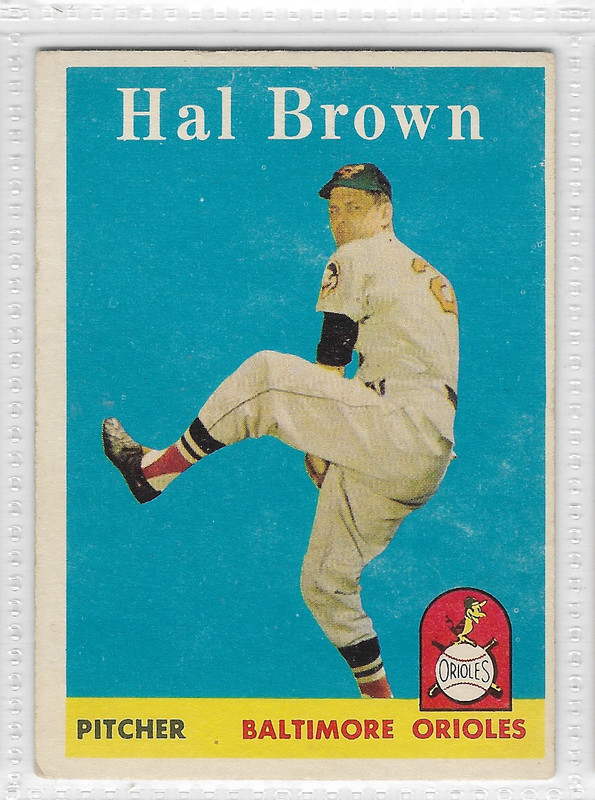 1958 Topps #381 HAL BROWN Baltimore Orioles (EX-EXMINT) **free shipping**