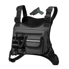 Outdoor Chest Bag For Men, EDC Chest Pack With Built-In Phone Holder, Gray New