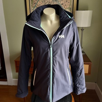 Helly Hanson Women's Sz. M Insulated Spirit Jacket Graphite Blue Removable Hood