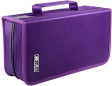 CD/DVD Storage Holder - 128 Capacity Case Wallet, Black binder, Purple