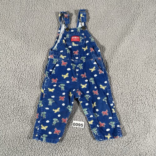 Vintage OshKosh B’gosh Blue Vestbak Corduroy Airplane Overall Size 18 Months - Picture 2 of 10