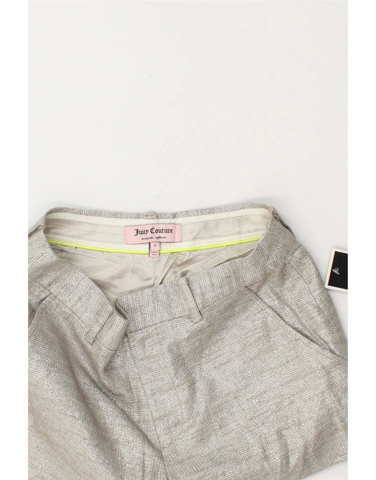 Shorts chino feminino JUICY COUTURE EUA 0 XS W24 prata algodão AU14 - Imagem 3 de 3