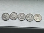 LOT of 5 - $2.50 Face 90% SILVER Half Dollars Walking Liberty Franklin Kennedy