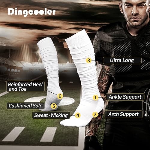 Scrunch Fußball Socken 1 Paar, ultralang knöchelgepolstert sportlich Medium schwarz - Bild 3 von 6
