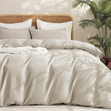 Soft Waffle Duvet Cover Queen Size- Durable Breathable Waffle Weave Duvet Cover