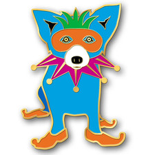 Blue Dog Mardi Gras Lapel Pin by George Rodrigue