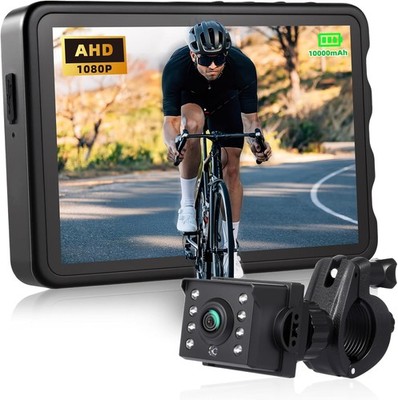 Bike Camera with 10000mAh Rechargeable Battery 360° Rotation 5'' HD 1080P Displa