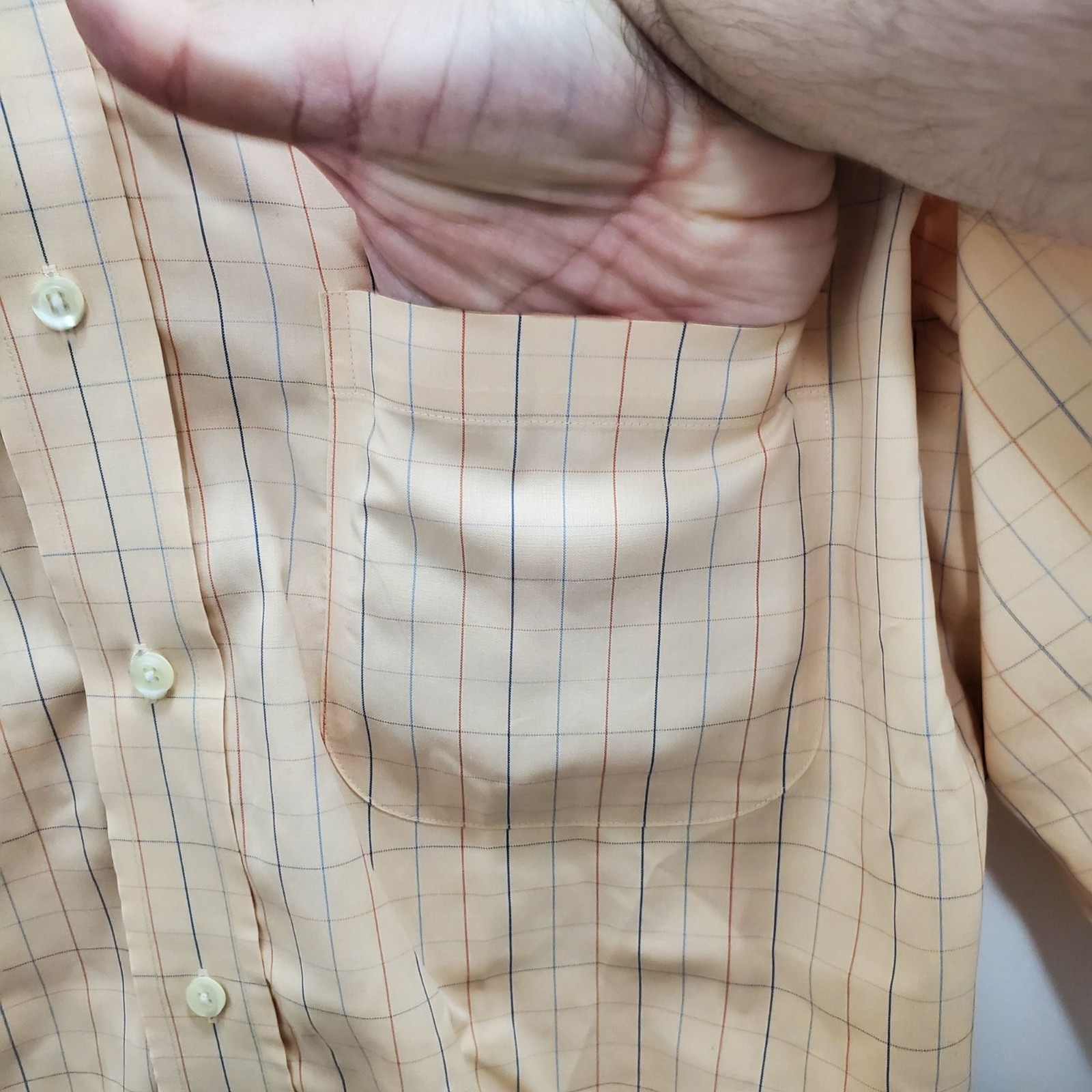 Brooks Brothers Slim Fit Peach Plaid All Cotton Long Sleeve Button Up Sz 16-4/5 thumbnail 3