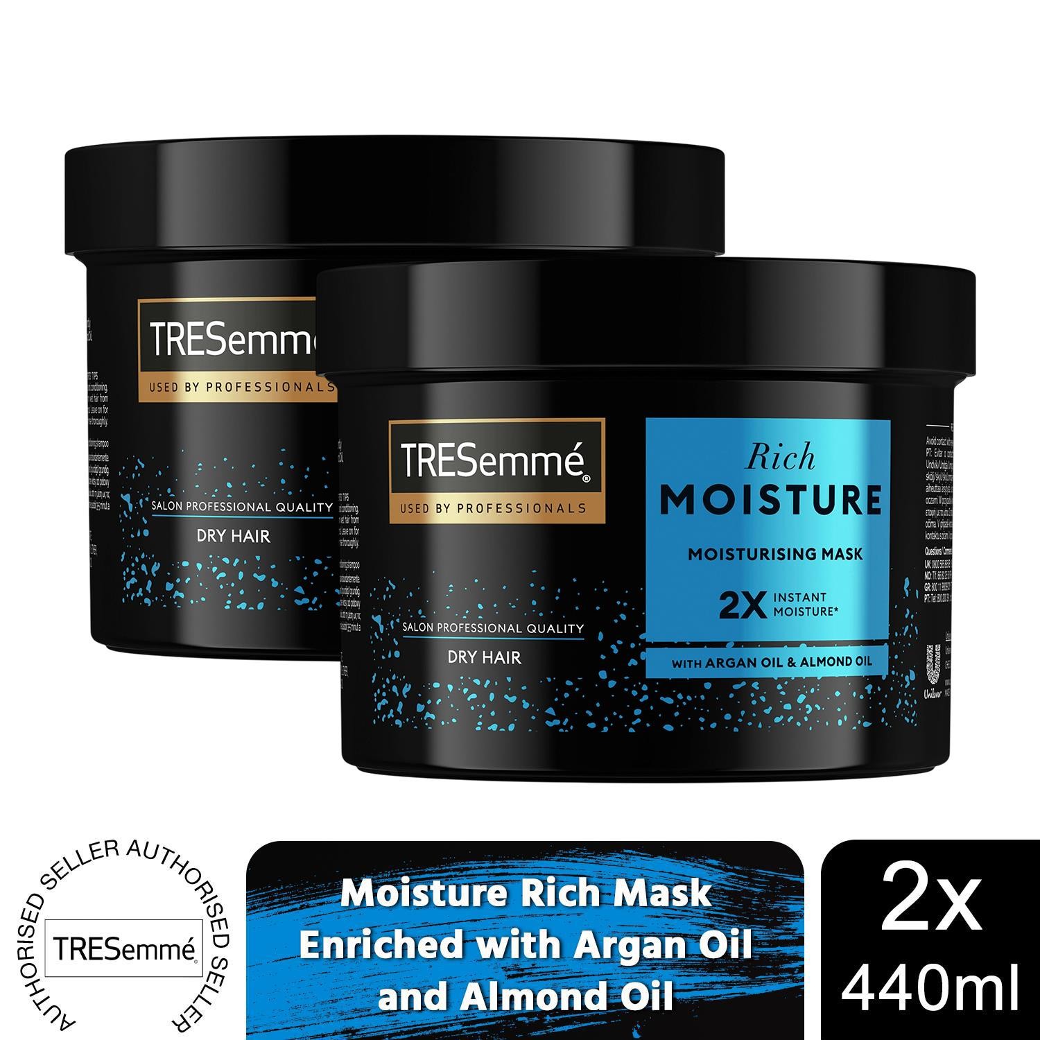 Tresemme Moisture Rich Mask Enriched with Argan Oil and Almond Oil, 2x of 440ml