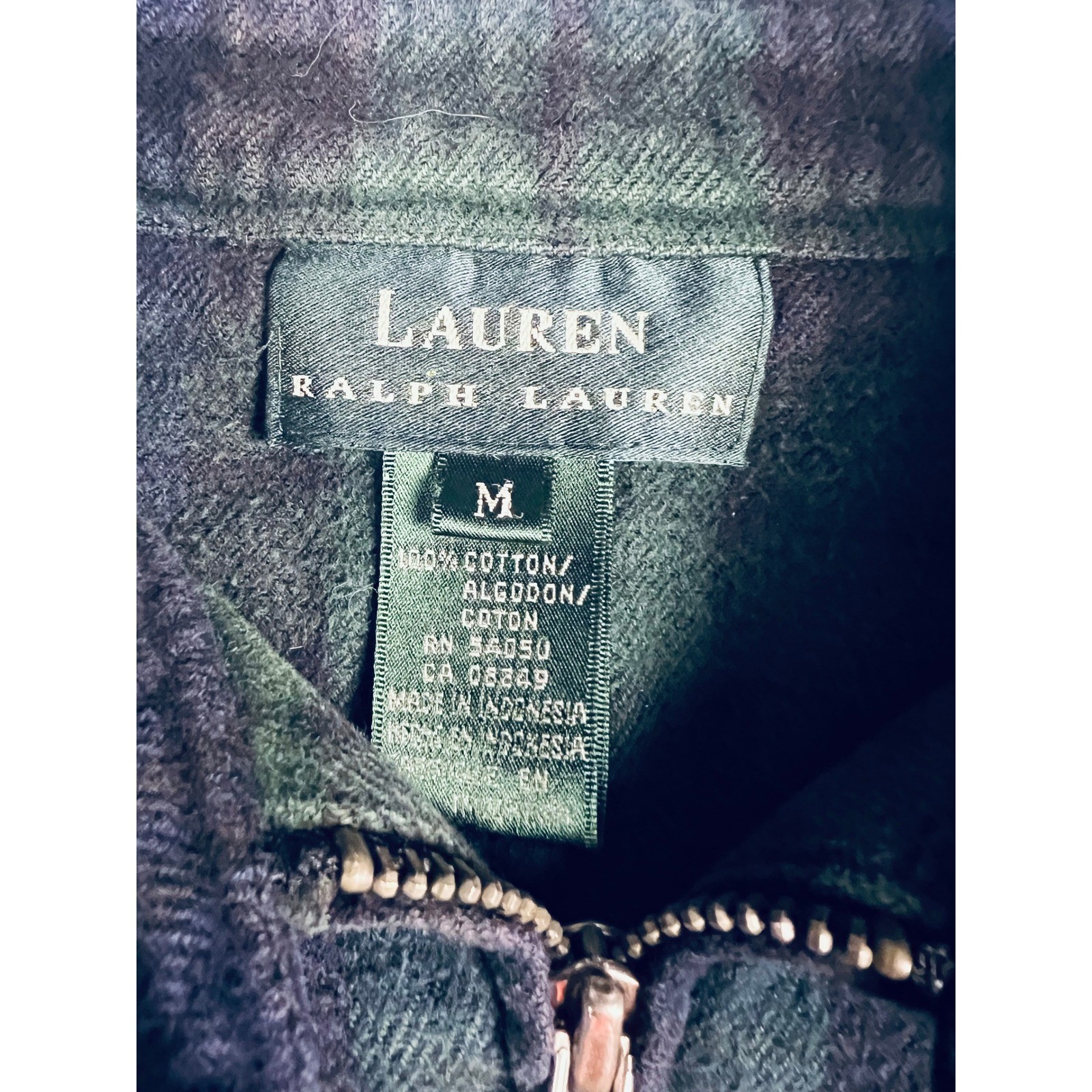 Lauren Ralph Lauren Mens Medium Flannel Shirt Jacket Full Zip Plaid Blue Green thumbnail 5