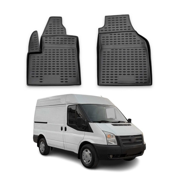 Omac Gummimatten FußMatten FüR Ford Transit 2006-2021 TPE Automatten Schwarz 2X-image