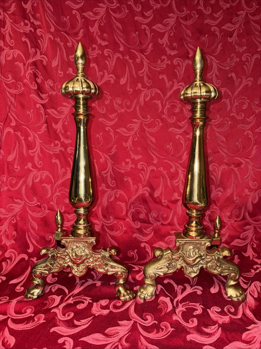 Paire D'andirons/chenets En Laiton - Panier D'incendie Antique 17 Pouces (43cm)