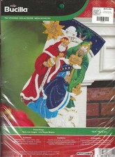 Three Kings Wisemen Felt Christmas 18" Stocking Kit Sequins Bucilla New