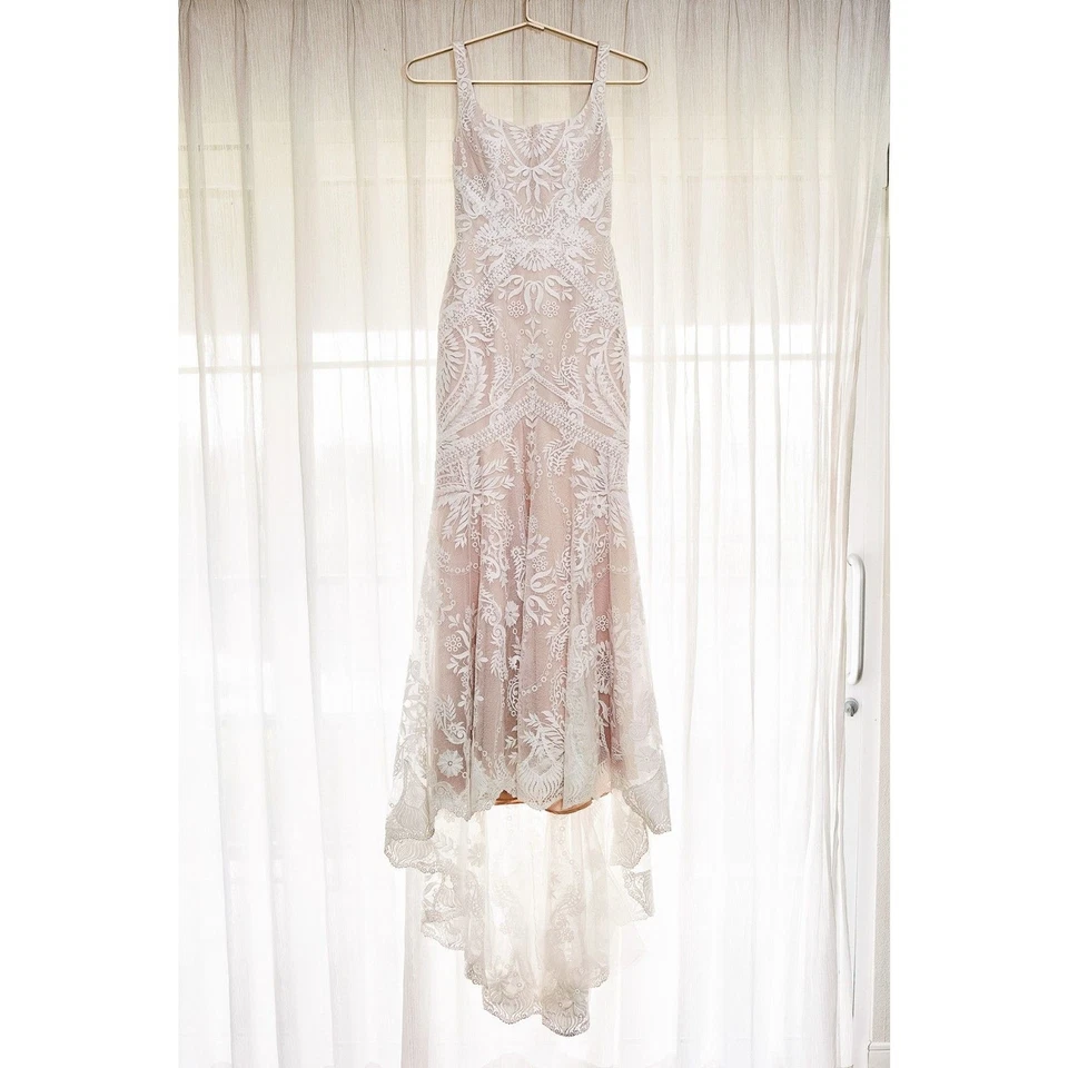 Vestido de novia Wtoo Watters Valette Anthropologie cuello cuadrado encaje - talla 0 Foto 3 de 4