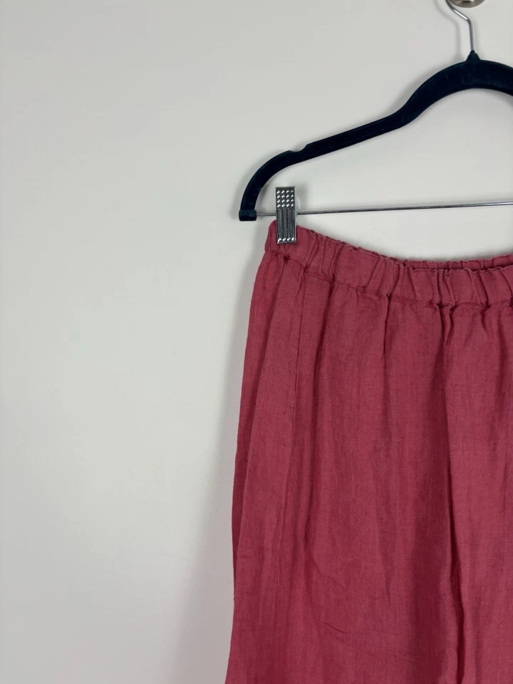 Falda midi de lino de Jeanne Englehart línea A talla mediana rosa Lagenlook Foto 4 de 4