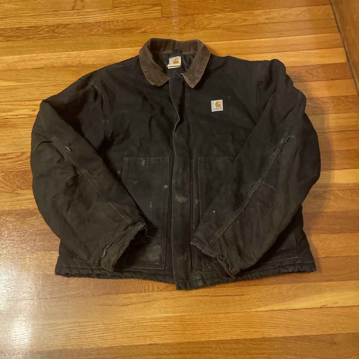 VINTAGE Carhartt Jacket Mens Black Arctic Canvas Jacket JQ185 J02