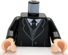 Lego Nuevo Torso Negro Abrigo y Corbata Camisa Blanca Gris Azulado Oscuro Chaleco Parte
