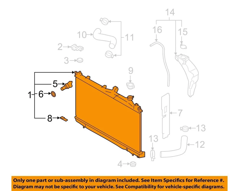 Se adapta a 2019-2024 SUBARU FORESTER 2,5 L AT radiador de refrigeración del motor 45111SJ000 OEM Foto 4 de 4