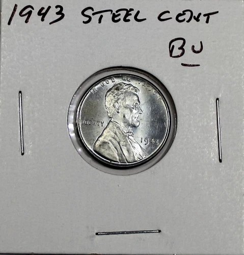 1943 US Lincoln Wheat Cent Steel Penny BU Uncirculated  Free Shipping