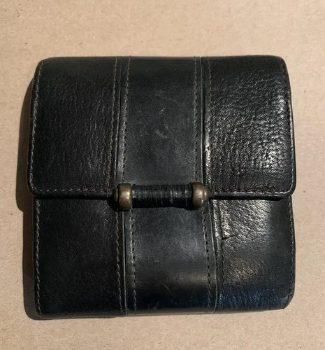 Vintage Princess Gardner Small Black Genuine Leather Wallet With ID & Card Slots