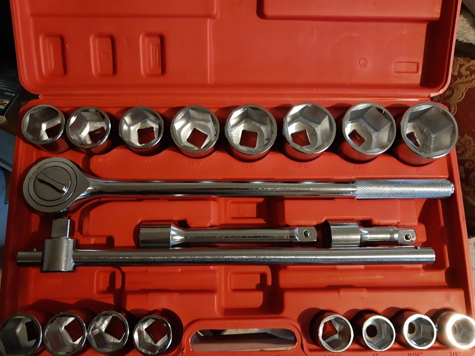 Socket Set  21 pc 3/4" Drive Ratchet Wrench Extension  Sockets SAE Standard - Image 3 of 4