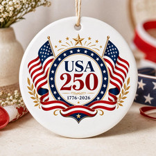 USA 250th Anniversary Ornament, America 1776 2026 Patriotic Keepsake