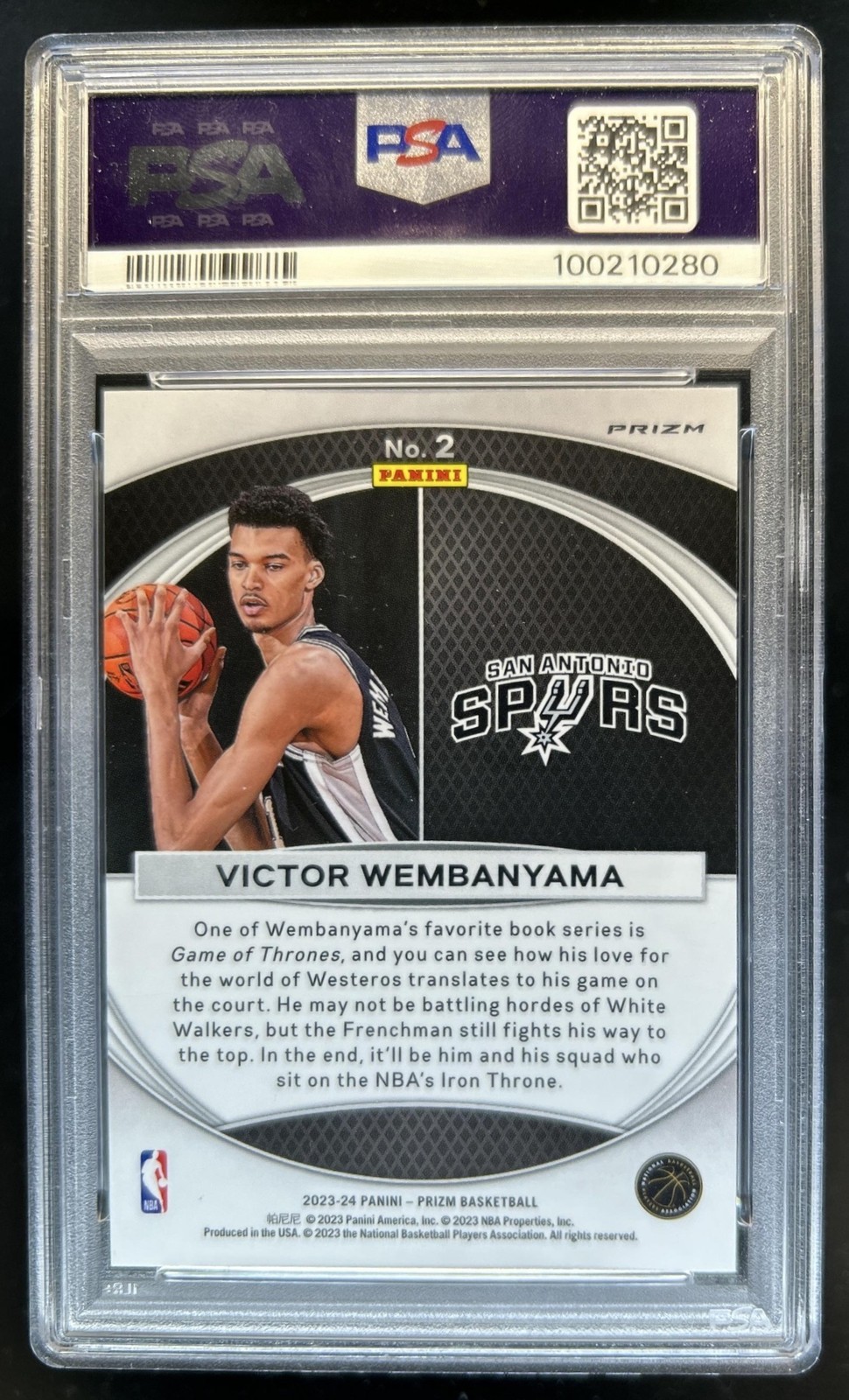 2023-24 Prizm Victor Wembanyama Global Reach Rookie RC Prizm Green #2 PSA 9 view 2