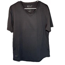 Bylt Shirt Mens Size Large Gray Drop Cut V Neck Short Sleeve Tee Casual Preppy
