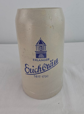 1L deutscher Steinzeug-Bierkrug - Erlanger Erichbräu seit 1739 -Maßkrug, Humpen