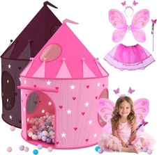 Playz 5-Piece Princess Castle Girls Pop Up Play Tent & Dress Costume... 