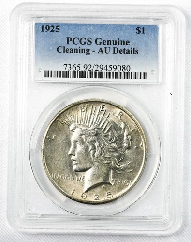 1925-P Peace Silver Dollar $1 PCGS AU Details Cleaned