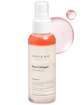 Mary&May Rose Collagen Mist Serum - Double Layer Essence Face Spray - Instant Hy
