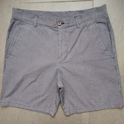 Etro Navy White Micro Check Flat Front Chino Shorts Mens IT46 True 31 Italy Made