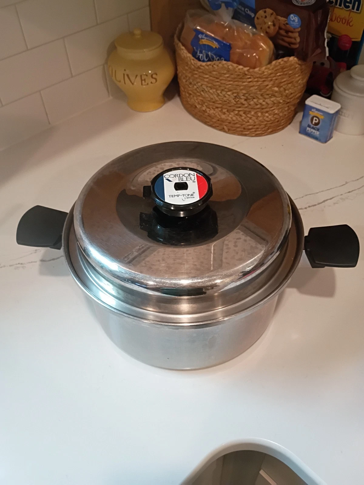 Cordon Bleu 6.5 Qt Stockpot 7-Ply Surgical T304 Stainless Dutch Oven Fry Pan Lid