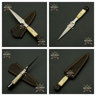 Handmade Custom Steel Dagger  Sharp Blade with Bone Handle & Leather Sheath