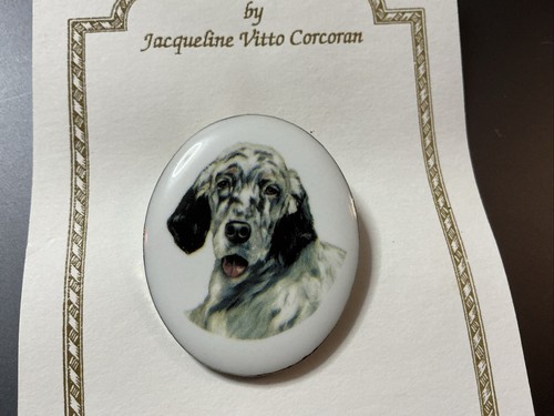 Vintage Jacqueline Vitto Concoran Porcelain Brooch Pin - Great Dane (?) T-1 - Picture 2 of 2