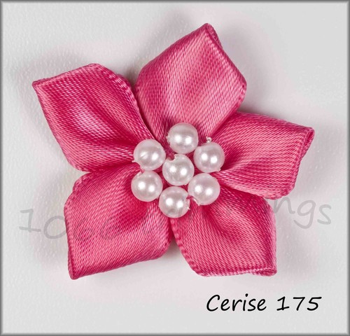 20 Satin Ribbon Poinsettia Flowers Bows with Beads - Picture 29 of 48