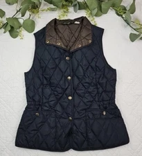 Eddie Bauer Blue Puffer Down Snap Vest Womens Size S