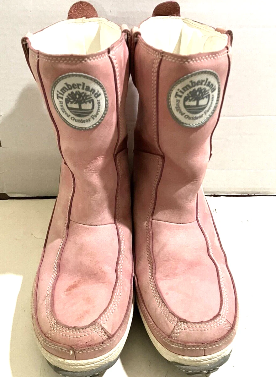 timberland womens size 7.5 PINK leather lined Y2K vintage winter boots shoes