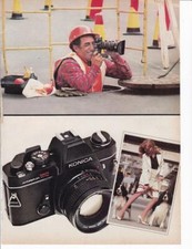 1977 Konica TC Camera 2 pg Print-Ad/ Pretty Woman Legs tangled with Dogs