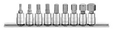 Teng Tools 9 Piece 1/4" Drive Metric Hex Socket Bit & Storage Rail Set, M1409HN