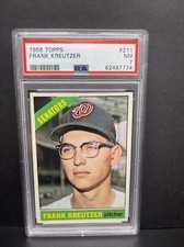 1966 Topps Frank Kreutzer PSA 7 NM #211 Original Vintage Card Senators