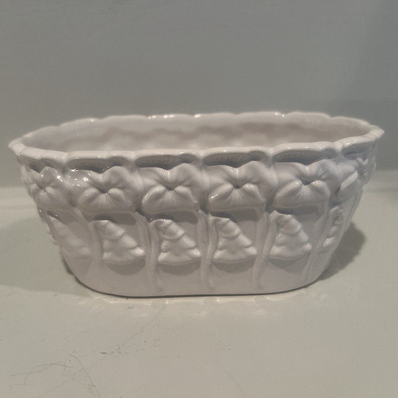 Vintage Ceramic Basket Woven Candy Dish Bowl Portugal #367, 6"