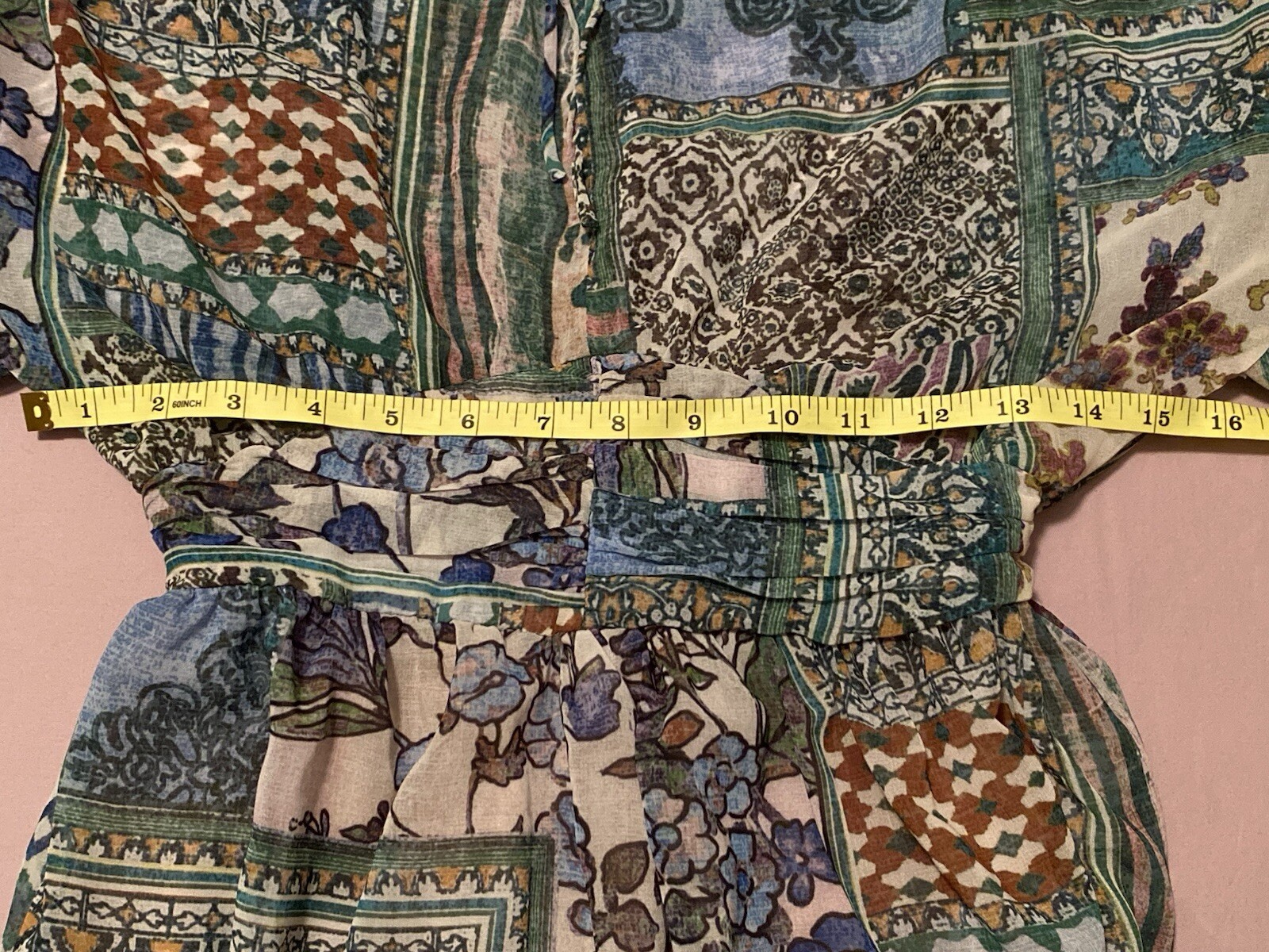 Zara Green Printed Patchwork MIDI Chiffon Dress W… - image 16