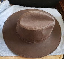 Mint Henschel Genuine Leather Hat Tan Mens Medium Indiana Jones Aussie Style