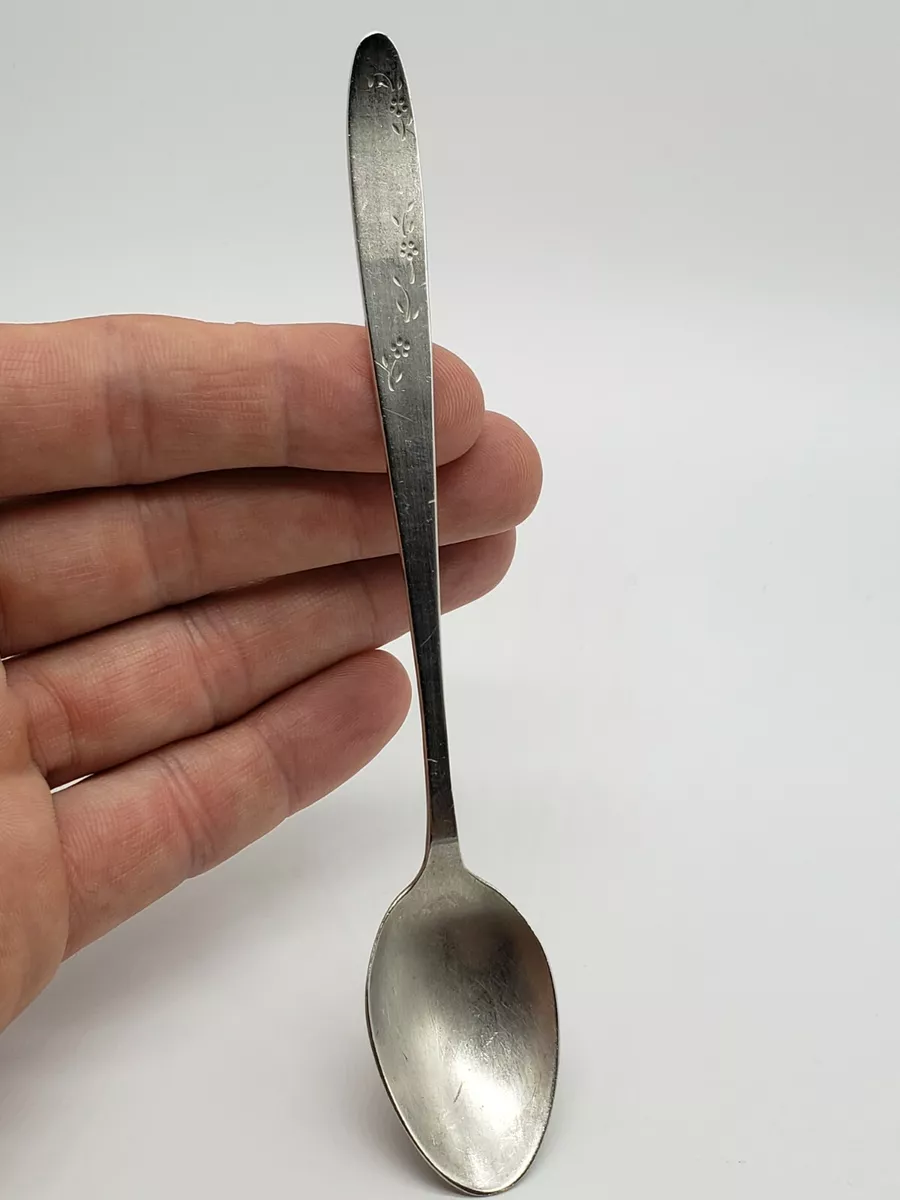 Long Lullaby Sterling Silver Baby Infant Feeding Spoon No Mono Flower Floral