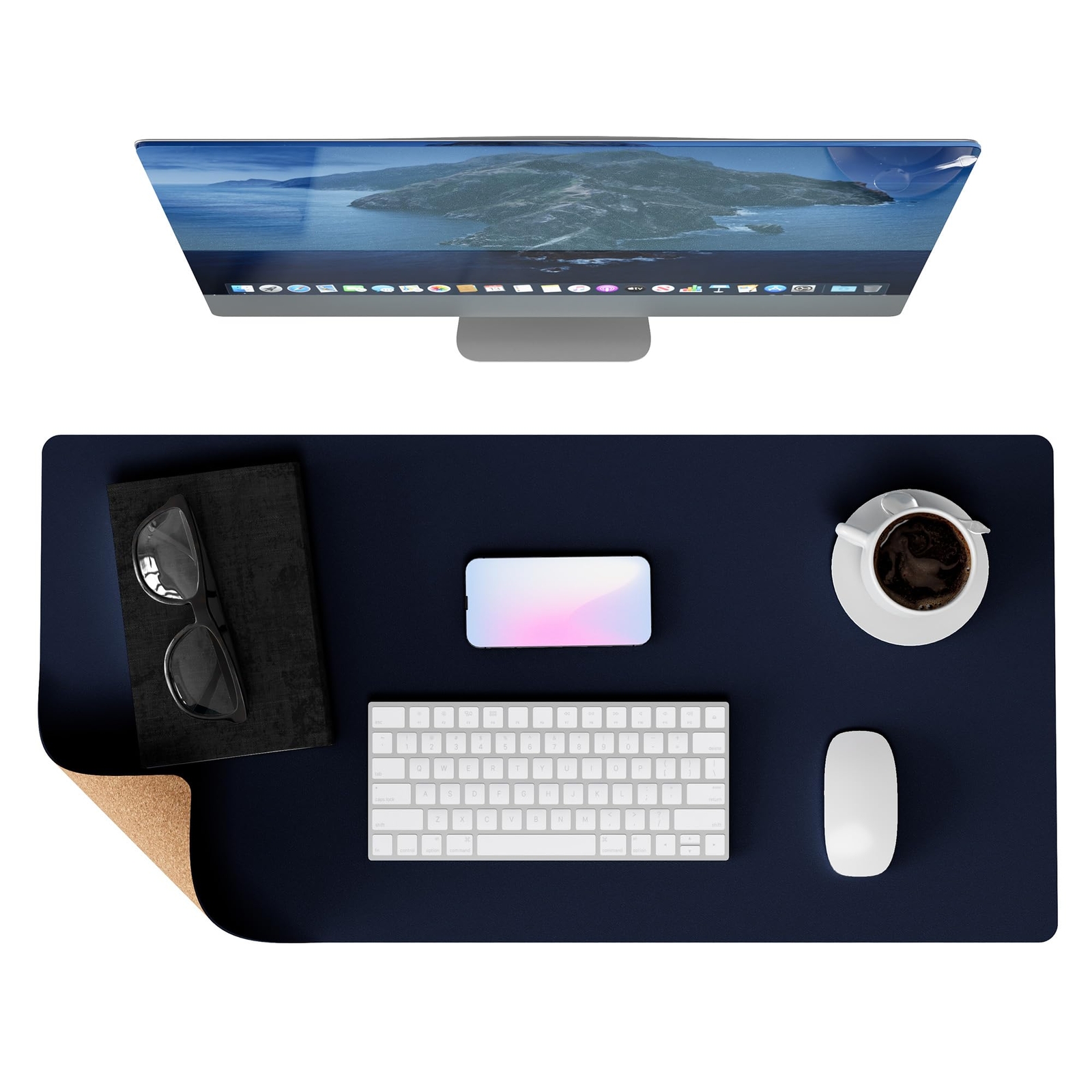 Cork Desk Mat for Desktop Dual-Sided Desk Protector Blotter Pad Waterproof La...