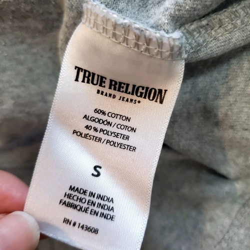 True Religion Child Size Small (8) Logo T-Shirt Gray Horseshoe Kids - Picture 6 of 6