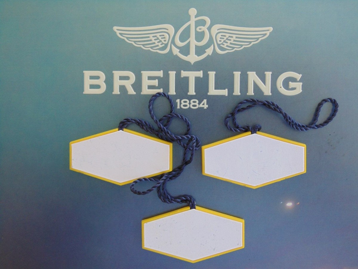Étiquette Plastique Jaune Vintage Breitling (1980-1990) - Pour Tous Modèles - Occasion