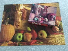 Harvest Fruits COMPLETE 1000 Piece Jigsaw Puzzle Guild PUMPKIN APPLE PEPPER CORN